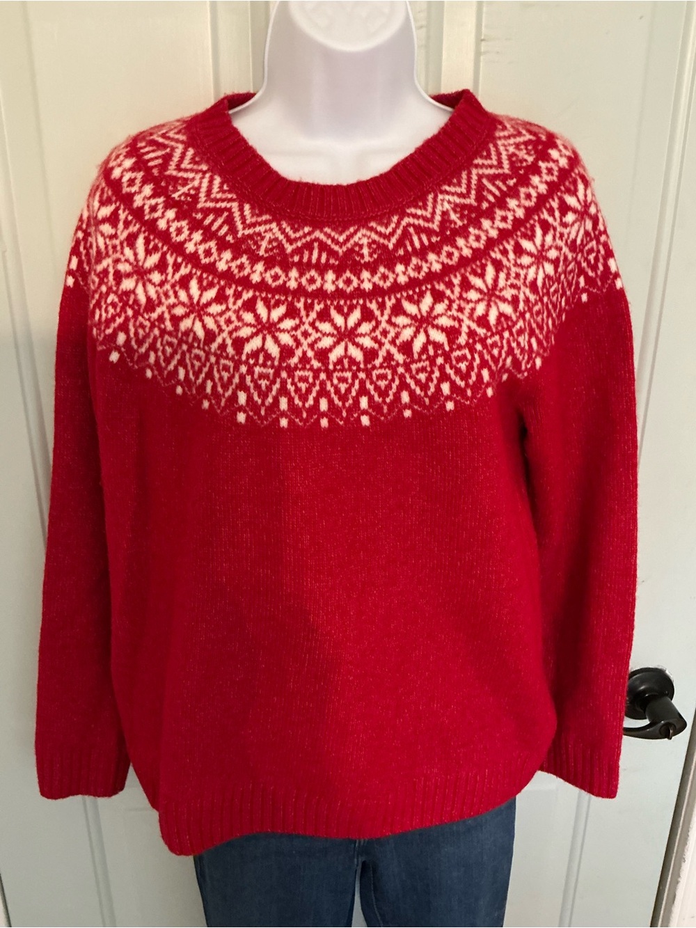 croft & barrow Red Fair Isle Crewneck Sweater